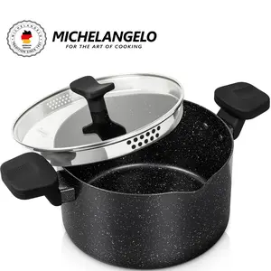 MICHELANGELO Nonstick Pasta Pot with Strainer Lid, 6 Quart Stock Pot with Twist and Lock Handles, Multipurpose Cooking Pots Cookware Silicone