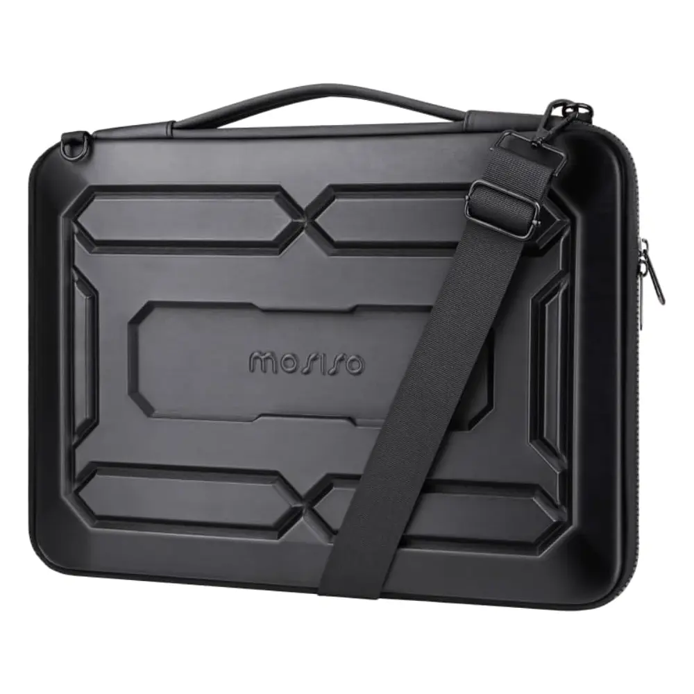 MOSISO 15.6-Inch Synthetic Hard Shell Laptop Sleeve Shoulder Bag with Zip, Top Single Handle Strap, Waterproof Shockproof EVA Business Case for MacBook Pro 16, 15-16 Inch Lenovo HP Dell Notebooks, Black, Basic, 15.74 X 11.41 X 1.18 Inch