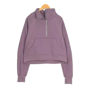 Quarter Zipper Sweatshirt  Women's Slim High Neck Yoga Wear Loose Half Zipper Sports fashion Fitness Jacket s