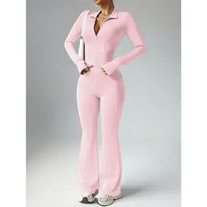 2026 Spring/Summer Women's 2-Piece Jacket and Flared Pants Set, Zippered Slim-Fit Top with Thumb Holes, High-Waisted Tight Flared Pants, Pre-Sale Before Holidays