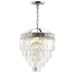 JONATHAN Y Wyatt Contemporary Crystal LED Chandelier; for Living Room,Bedroom, Kitchen, Office