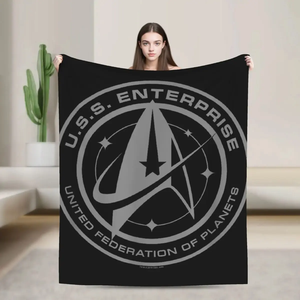 Stars Treks Discovery Enterprise Crest Blanket  for Living Room Airplane Travel Flannel Bedspread Bed Cover