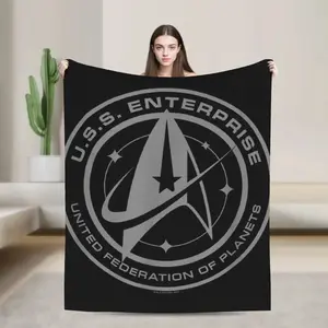Stars Treks Discovery Enterprise Crest Blanket  for Living Room Airplane Travel Flannel Bedspread Bed Cover