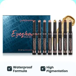 Langmanni Eyeshadow Stick Set 8 Colors Waterproof High Pigmentation Matte & Glitter Finish Long Lasting Wear Versatile Makeup Hypoallergenic Formula - Blend eyeshadow palette bullseyes deals
