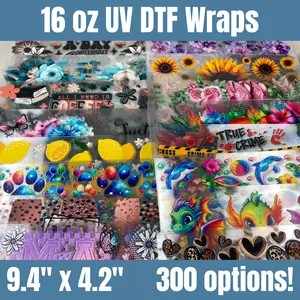 UV DTF 16 oz Wraps for Glasses and Tumblers - Cup Stickers and Wraps