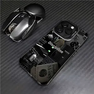 Motivational Men's Self-Discipline Theme Collage Wallpaper Black Smartphone Casing, Anti-Slip Anti-Drop Soft TPU Protective Cellphone Accessories for iPhone 11,12,13,14,15,16 Pro Max Devices