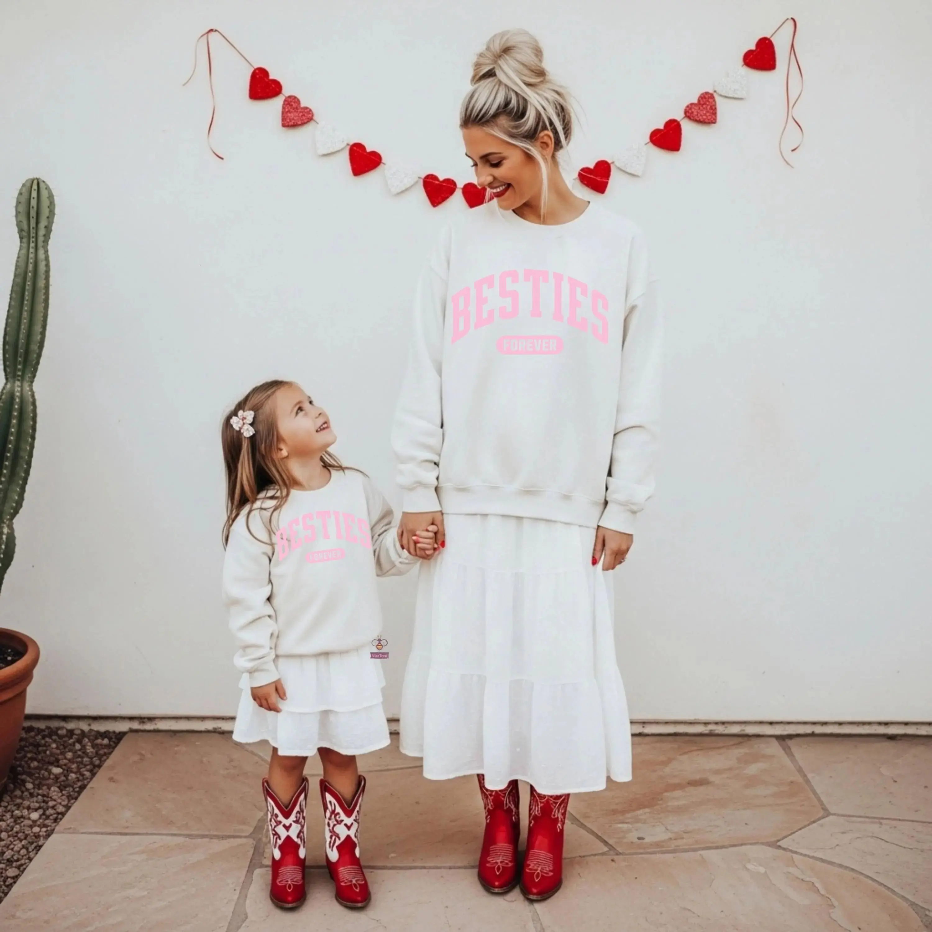 [Sale off up to 65%][Free Ship] Besties Mommy and Me Matching Shirts or Sweatshirts, Toddler and Baby Girl First Mothers Day Outfit, Mom Daughter Shirts,