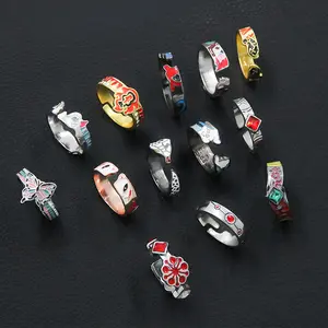 Anime Demon Slayer Ring Kimetsu No Yaiba Kamado Tanjirou Inspired Adjustable Ring For Fans Cosplay Props Jewelry Gift