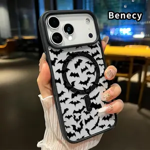 Magnetic Phone Case Supports Wireless Charging for iPhone 17 16  Pro Max Plus 15 14 13 12 11 Air E Bat Symphony Pattern Non-Yellowing Shockproof Soft Silicone Transparent Acrylic Cover