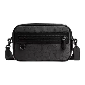 COACH Theo 22 Leather Camera Crossbody Bag with Logo Print for Men in Black