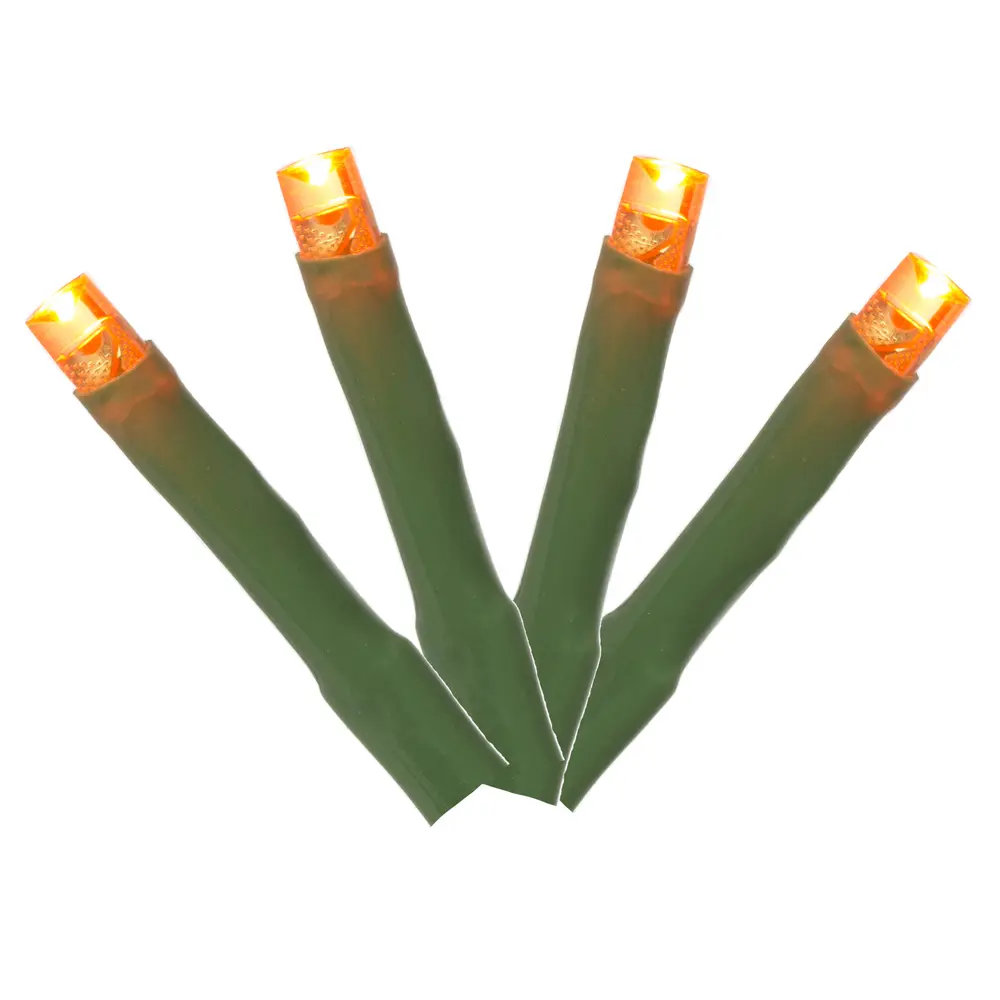Vickerman X17G248 Model 212 MAIN Cluster LED Christmas Light Set, 144 Plastic Colorful Lights, 24 ft Green Wire, Orange, Home Festive Decoration, Christmas Decorations
