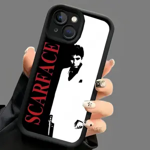 Creative Shadow Gangster Poster Case for iPhone 17-11 XS Plus Shockproof Non-Slip Military-Grade Silicone Cover with 1.2mm Raised Lips for Full Body Protection