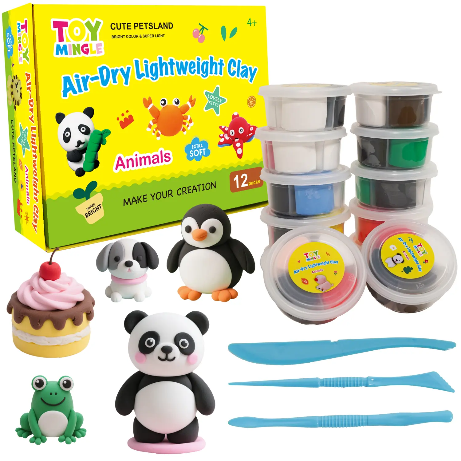 Toy Mingle Air Dry Light Clay Craft Kit - Vibrant Color Air-Hardening Modeling Clay, Sculpting Accessories Included, Easy to Shape, No Baking Needed, Ideal Halloween Presents for Group Handcraft & Indoor Leisure Projects