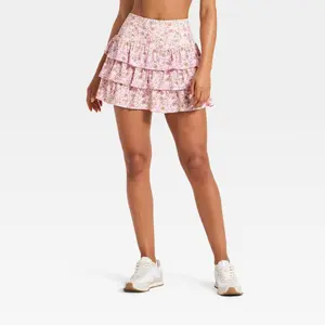 Women's Layered Ruffle Skort - JoyLab Pink Floral XL