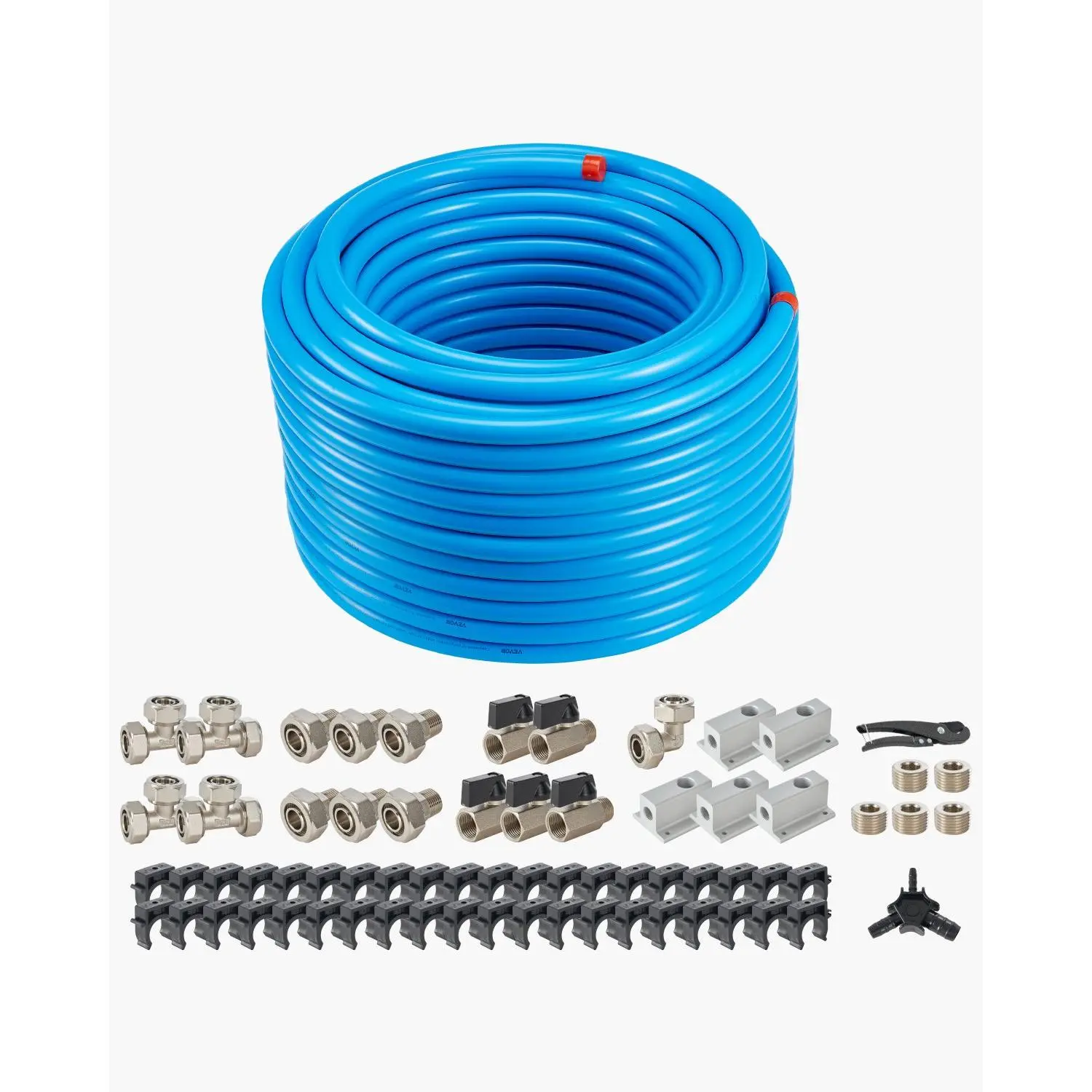 VEVOR Air Compressor Line Kit, 200FTx 3/4, HDPE-Aluminum Compressed Air Piping System, Leak-Proof Easy-to-Install, Compressed Air Line Tubing Kit for Garages Workshops, Blue