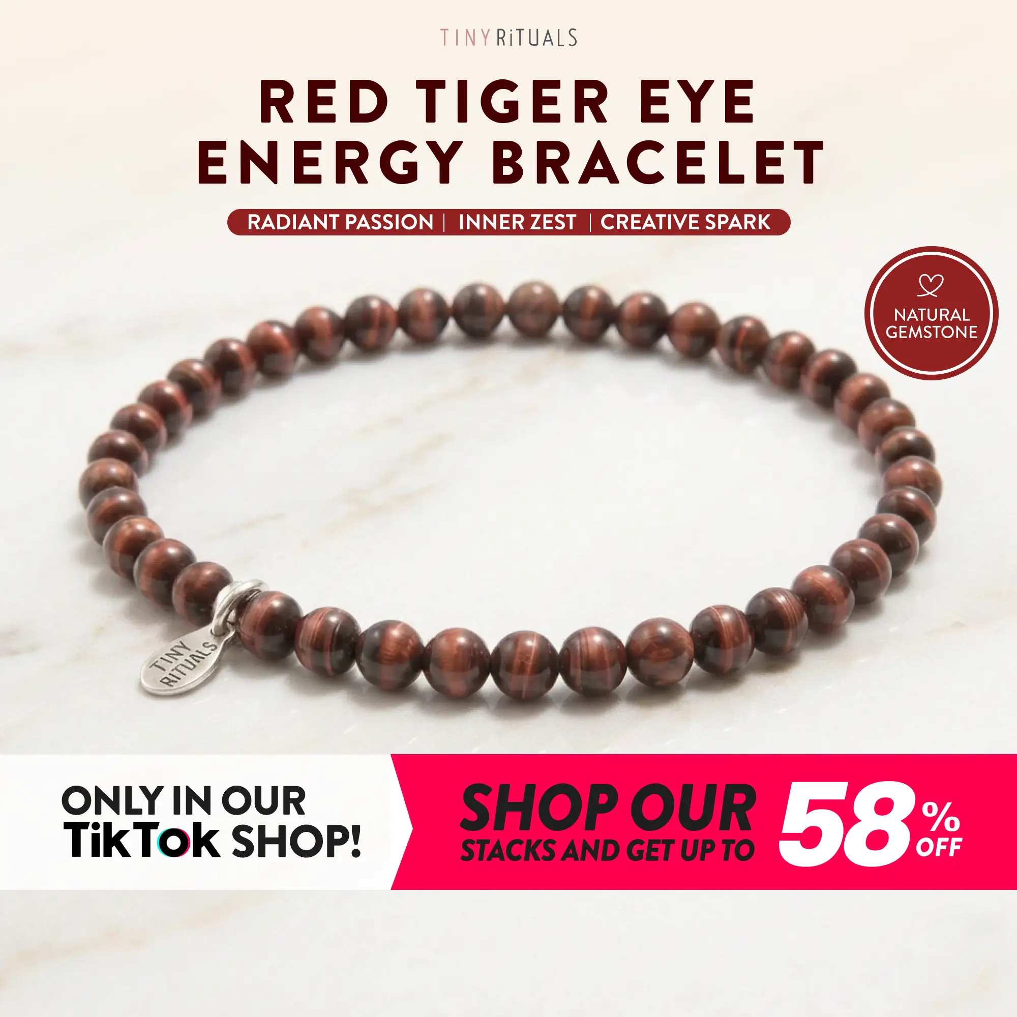 TINY RiTUALS Red Tiger Eye Energy Bracelet