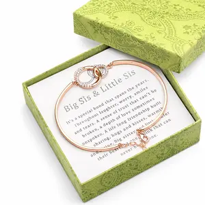 Big Sis & Little Sis Bracelet Forever Promise Bond Meaningful Gift for Sisters Silver Tone Rose Tone Finish Adjustable 60mm Inner Diameter Perfect for Birthdays Anniversaries Graduations