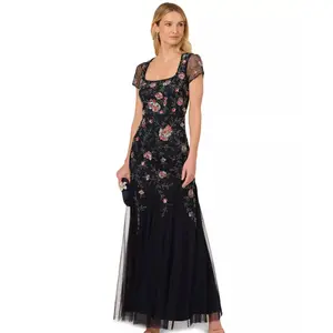 Adrianna Papell Women's Square-Neck Beaded Sequin Gown - Size 8, NWT,MSRP: 299$