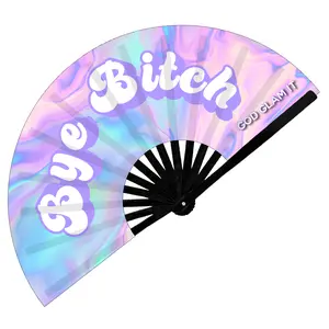 Bye B!tch EDM Rave Clack Folding Hand Fan - God Glam It fan  clackers