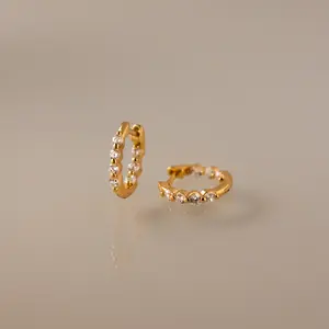 Mini Birthstone Beaded Huggies by Caitlyn Minimalist - Dainty Crystal Huggie Hoop Earrings - Gemstone Jewelry - Birthday Gift for Her