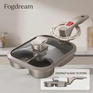 Fogdream 360° Swivel-Handle  Nonstick Multi-Functional Pan, PFAS/PFOA/PTFE Free Cookware, Sartén with Lid Perfect for Breakfast/Pancake/Hamburger, Be Placed in Any Corner of the Kitchen,Hybrid Cookware, Dishwasher Safe, Space Saving, DealsforYouDays