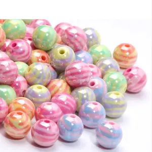 Rainbow Beads - Colorful Round Beads for Crafting Jewelry Accessories DIY Projects 15pcs 30pcs Versatile Fun for Beads Making Mix