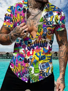 Men's Short-sleeve Print Shirt, Regular Fit, with a Turn-Collar, Suitable for Office Commuting, Daily Casual Wear, and Fishing Outfits