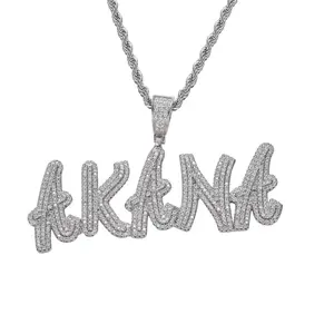 Custom Name Pendant Iced Out CZ Stones Custom Name Pendant Iced Out CZ Stones