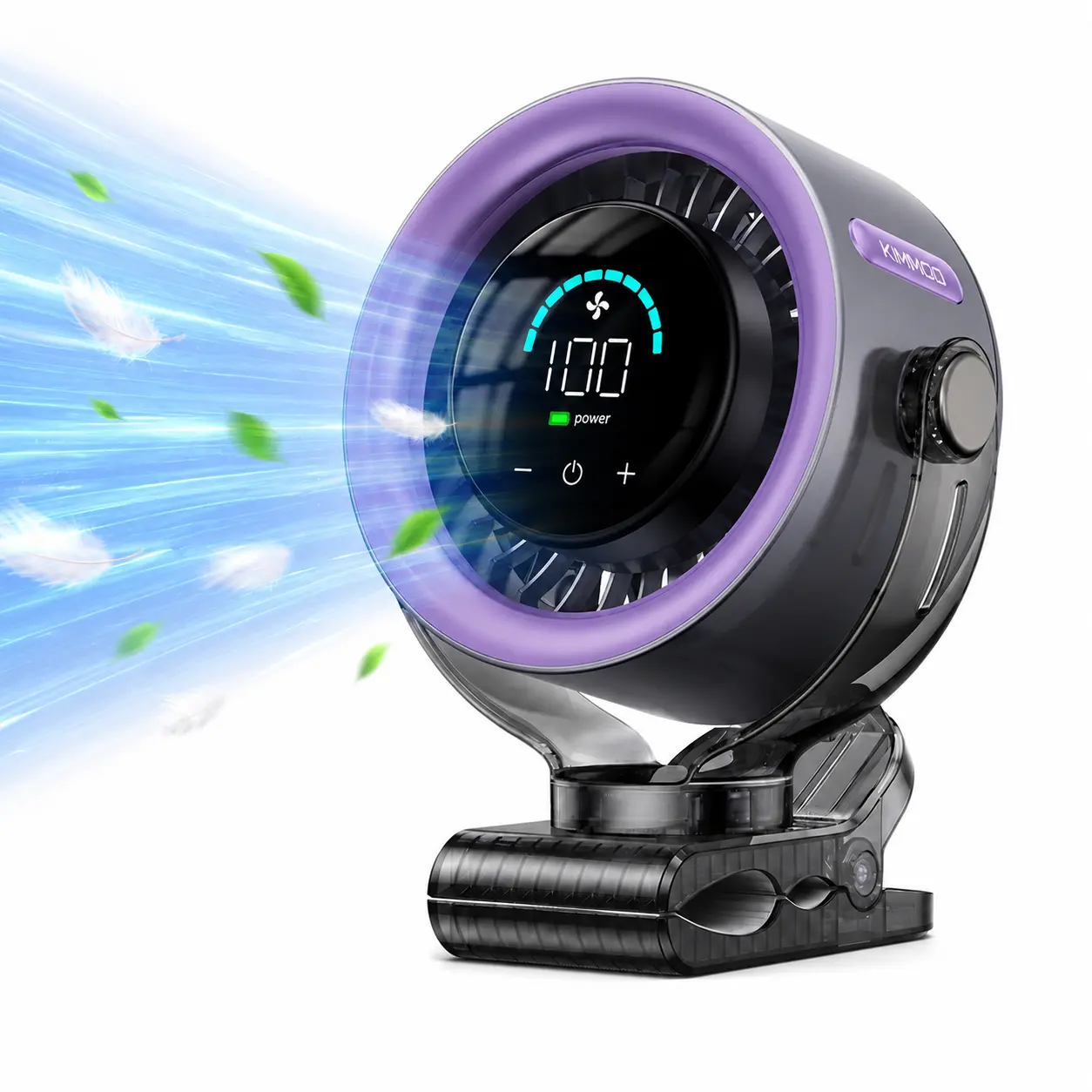 4000mAh Rechargeable Clip-on Workout Fan – Quiet High-Speed Portable Fan with LED Display, Touch Control and 360° Rotation for Treadmills, Spin Bikes, Golf Carts, Home Gyms and Outdoor Sports