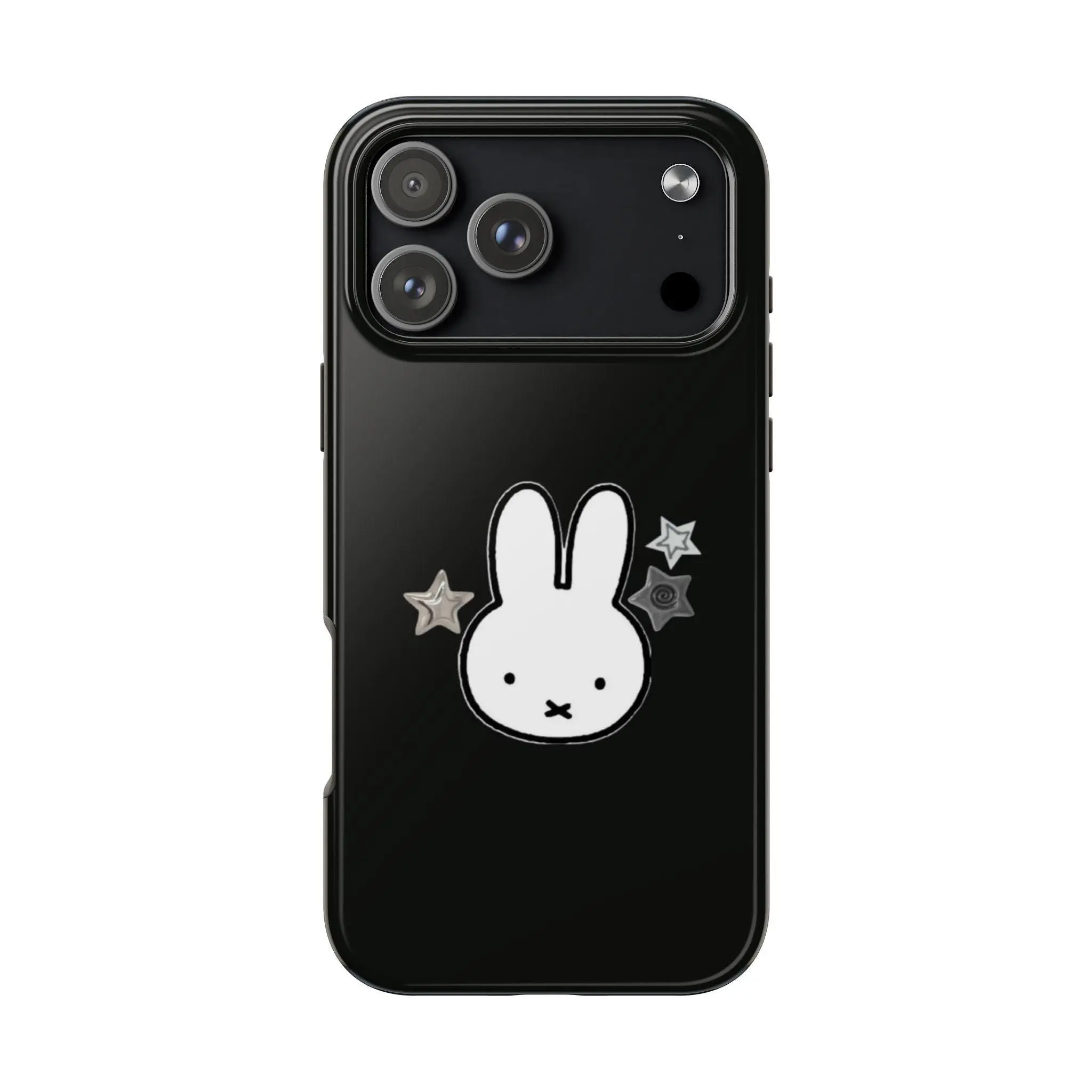 Miffy with Stars Polycarbonate Tough Phone Case, Cute Cartoon Bunny Shockproof Protective Cover Compatible with iPhone 11-17 Pro Max/Plus, Samsung Galaxy S23-25