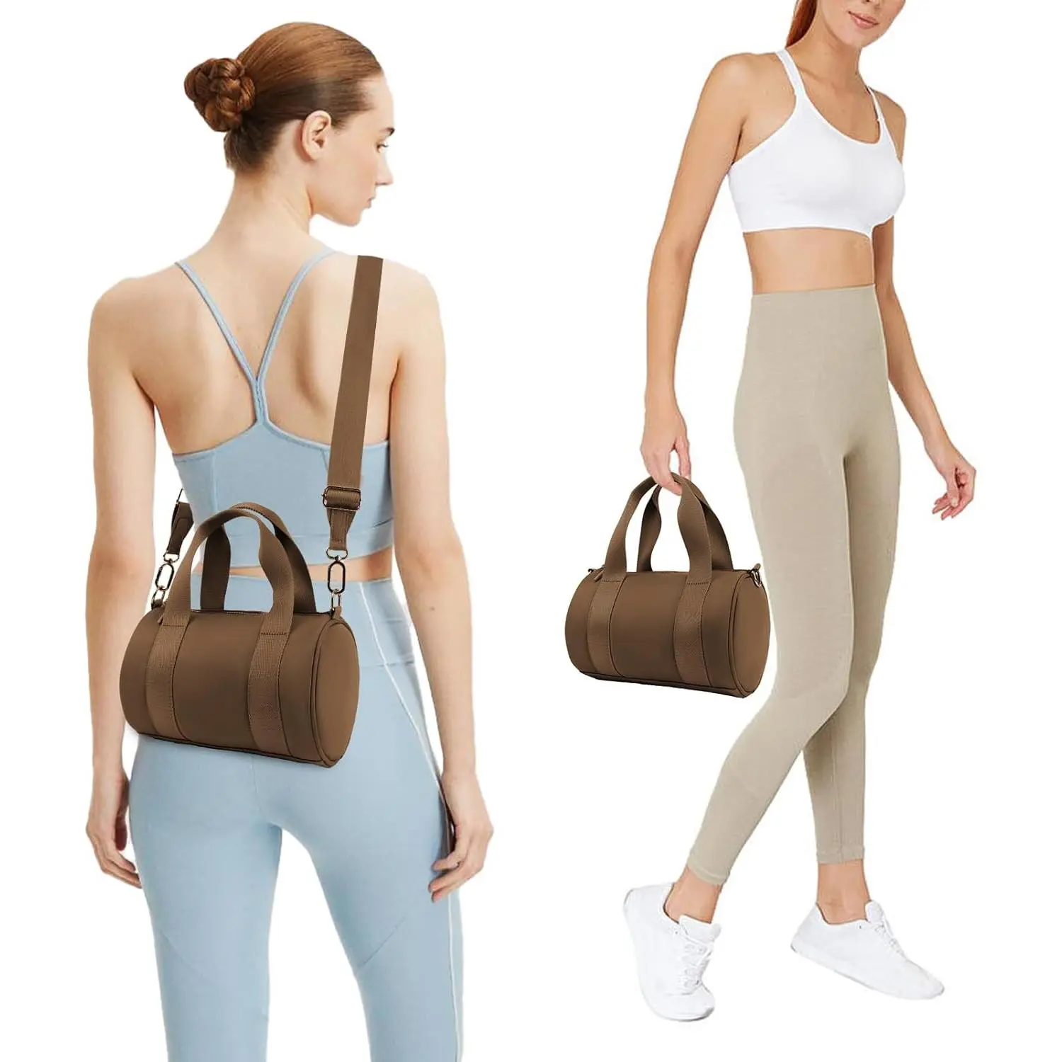 11.8 ''Cute Small Gym Bag And Coin Wallet For Women Mini Duffel Bag For Fitness, Yoga, Dance & Travel Workouts,  Classes, Or Weekend Trips Stylish Elastic Fabric Barrel Purse For Sports Fitness Yoga Waterproof Crossbody Bags Lightweight tiktokshopspringgl