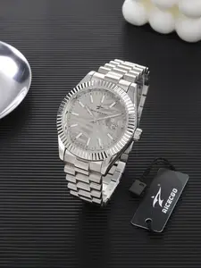 RICECGO Men's Stainless Steel Quartz Analog Watch with Calendar Display, Classic Design, Simple and Majestic, Suitable for Stainless Steel Watches, Stainless Steel Wristwatch