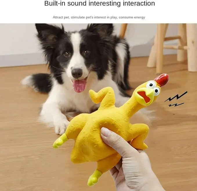 Rubber Chicken Dog Toy Squeak - LaTeX Screaming Chicken Dog Toy
