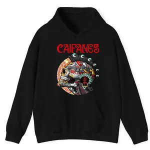 Caifanes Aztec Skull Graphic Hoodie Fleece Fabric Casual Hooded Sweatshirt Trendy Tops Perfect Gift
