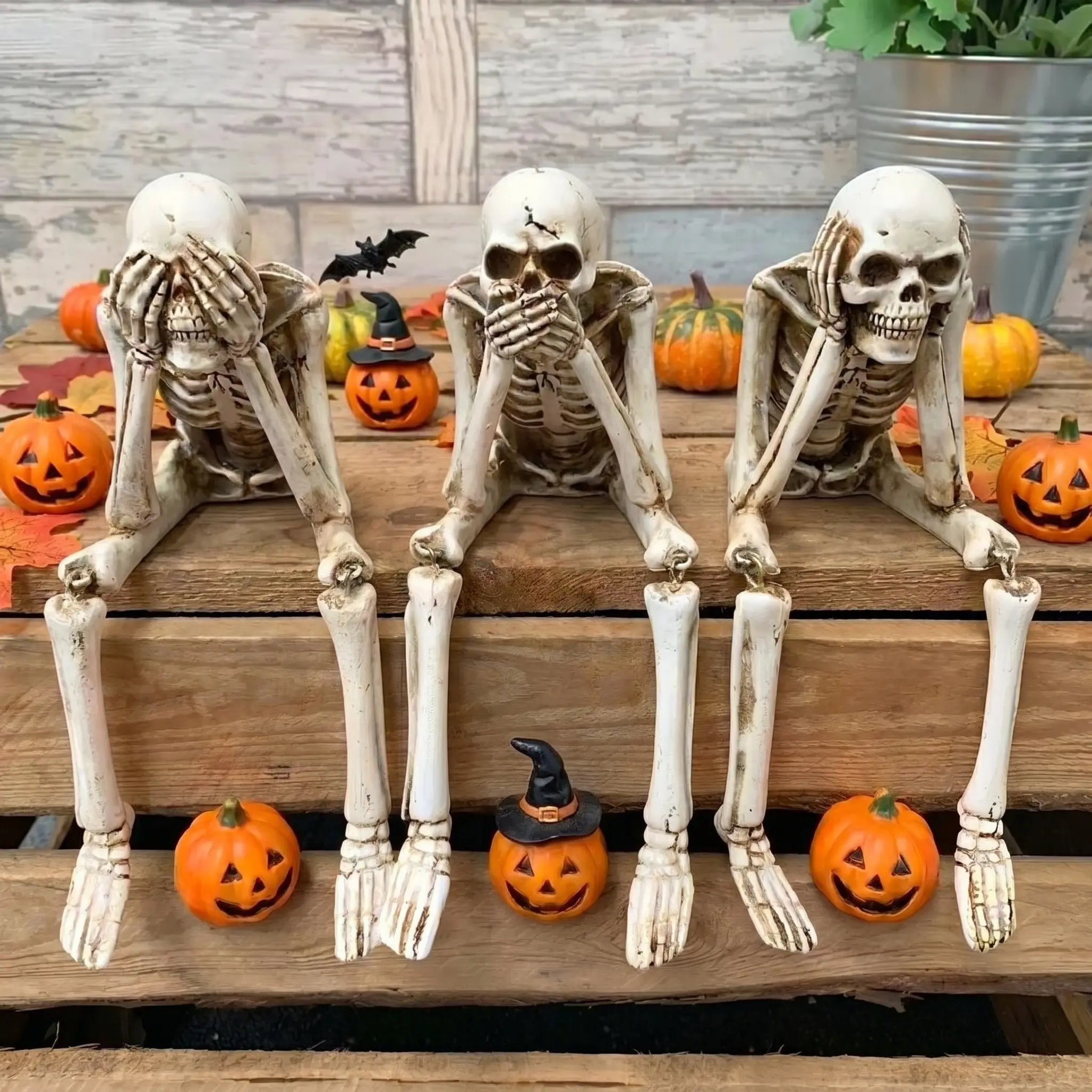 Skeleton Decoration, Creative Skull Ornament Halloween Decoration, Decorative Statues, Decor Figurine Ornaments, Home Decor for Living Room Bedroom Office, Gift for Friend, Skull Design, Resin Sculptures, Skull Figurine