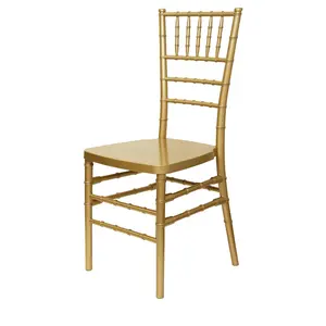 FOH Set of 4 Gold PP Chiavari Chairs, Modern Dining Chair, Accent Event Chairs for Wedding Party Event Banquet Reception (Champagne Gold)