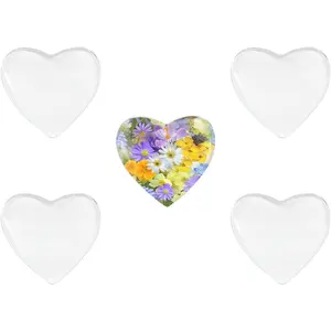 50PCS 25mm Heart Shaped Clear Dome Glass Cabochons Flat Glass Stones for Jewelry Making DIY Crafts Photo Charm