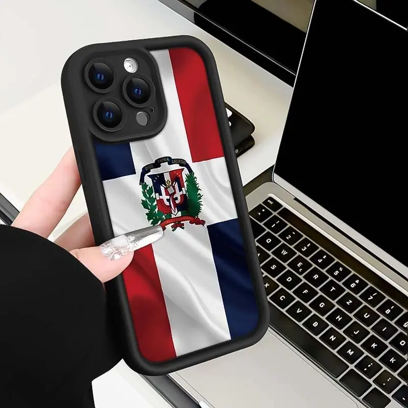 Dominican Republic Flag Pattern Phone Case, Anti-drop Cellphone Protective Case, Total Protective Shockproof Mobile Phone Cover for iPhone Protector Casing, TPU Smartphone Casing