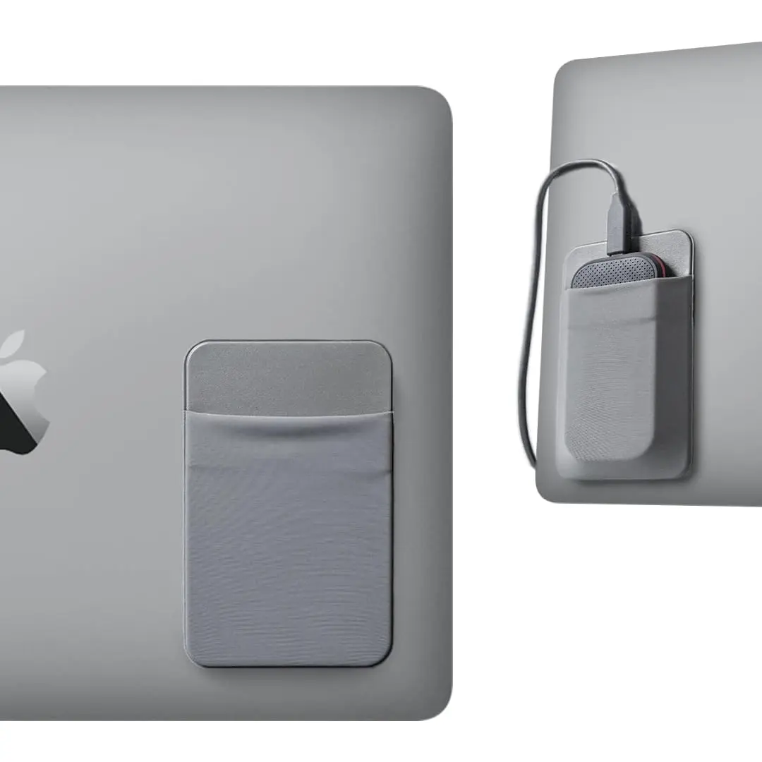- Portable Hard Drive Sleeve for Laptop - SSD Solid State Drive -  Adhesive - 5" x 3.2" Stick on External Hard Drive Carrying Case - Travel Pocket Pouch (Small, Gray)