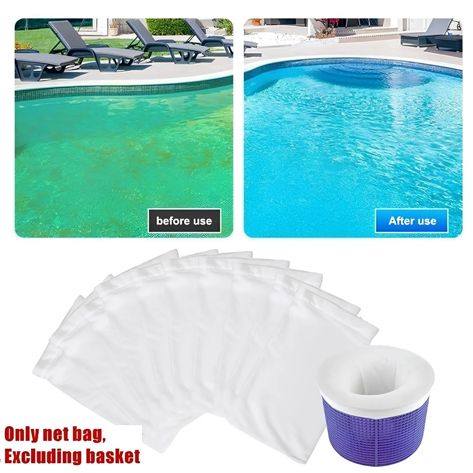 Pool Skimmer Socks, Pool Skimmers Filter Socks for Skimmer Basket Clean Debris and Leaves for In-Ground and Above Ground Pools