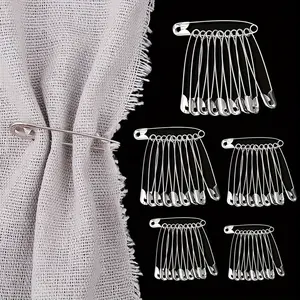 12pcs Safety Pins With 5 Sizes, Metallic Silvery, DIY Sewing Supplies, Sewing Tools, Sewing Accessories