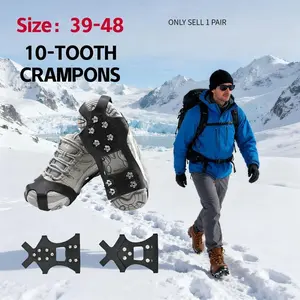 10-Toe Anti-Slip Ice Climbing Crampons with 10 Steel Studs - Heavy-Duty Manganese Steel for snow Grips, Non-Slip Winter Shoes for Ice Climbing, Hiking, Running, Skiing