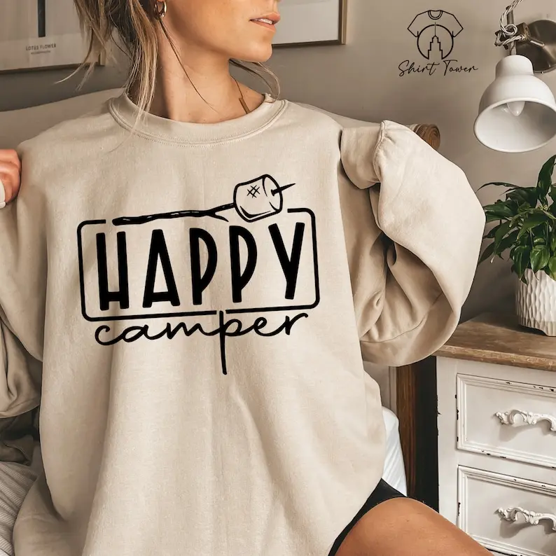 Happy Camper Sweatshirt, Camping Sweatshirt For Women, Camp Sweater, Camp Life Sweatshirt,Adventure Sweatshirt,Nature Sweatshirt,Camper Gift