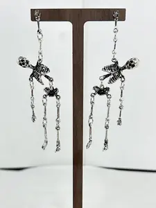 Halloween Themed Skeleton Design Dangle Earrings, Fashionable Jewelry for Women & Girls, Trendy All-match & Exquisite Jewelry for Birthday Gift