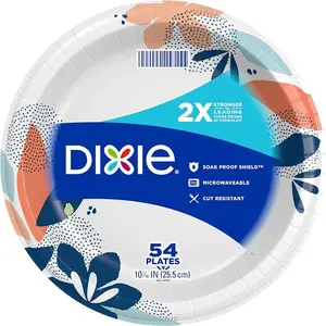 54 Count, 2X Stronger, Microwave-Safe, Soak-Proof, Cut Resistant, Disposable Plates 10 Inch