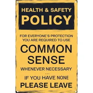 Vintage Tin Sign Retro Metal Funny Signs for Home Decor Health And Safety Policy Stylish Wall Art Plaques