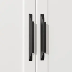 10 Pack Matte Black Cabinet Handles, 3-3/4 Inch(96mm) Finger Pulls, Long Cabinet Pulls, Modern Kitchen Bathroom Hardware