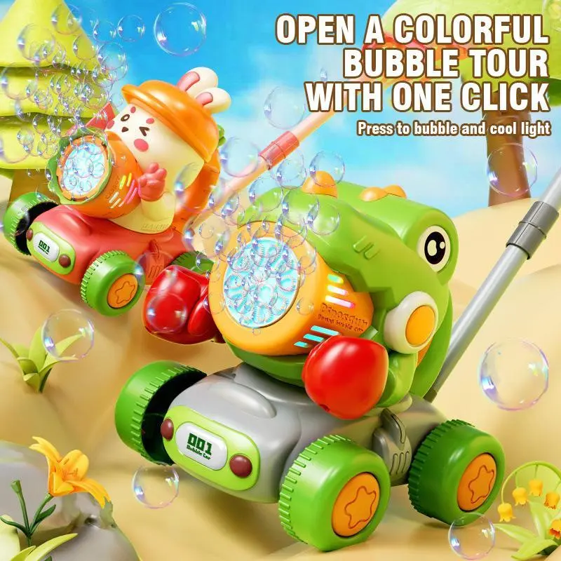 2 In 1 Hand Push Electric Bubble Gun Dinosaur Bubble Machine Children Soap Bubble Blowing Toy for Outdoor Game Baby Kids