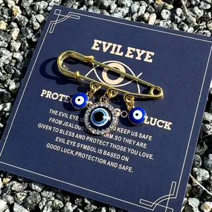 1/4pcs Vintage Turkish Evil Eye Safety Pin Brooch, Unisex Good Luck Amulet, All-Season Daily Gift, Beautiful Gift, Festival Present, Cultural Significance