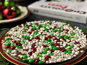 Chocolate Pizza's Snowflake Chocolate Pizza - 10-inch Diameter, 16 oz. Sealed in Clear Cellophane, Custom Pizza Box Snack Homemade
